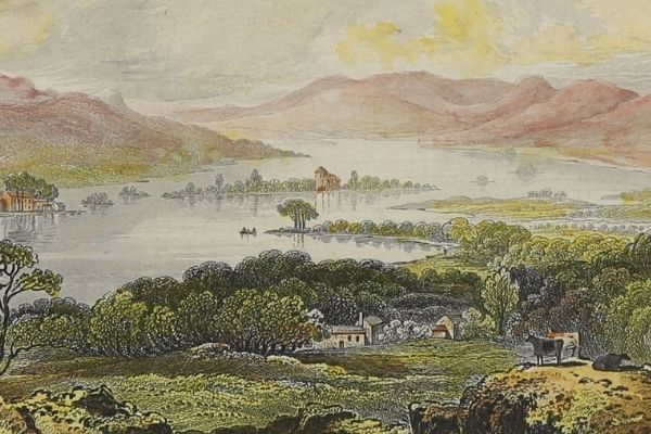 Illustration of Lake Windermere from travel writer Harriet Martineau's Complete Guide to English Lakes, published in 1876 