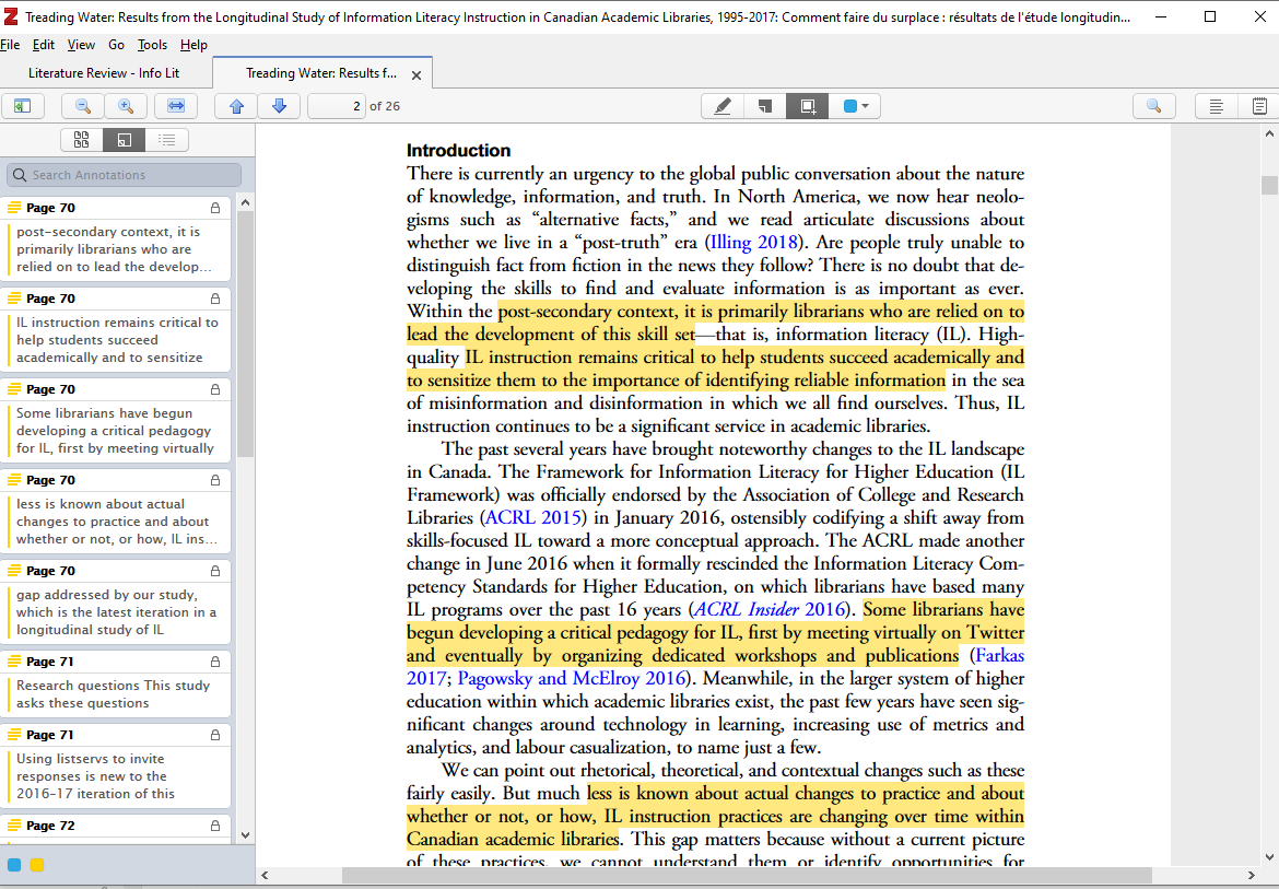 Image of Zotero 6 PDF reader with highlighting.