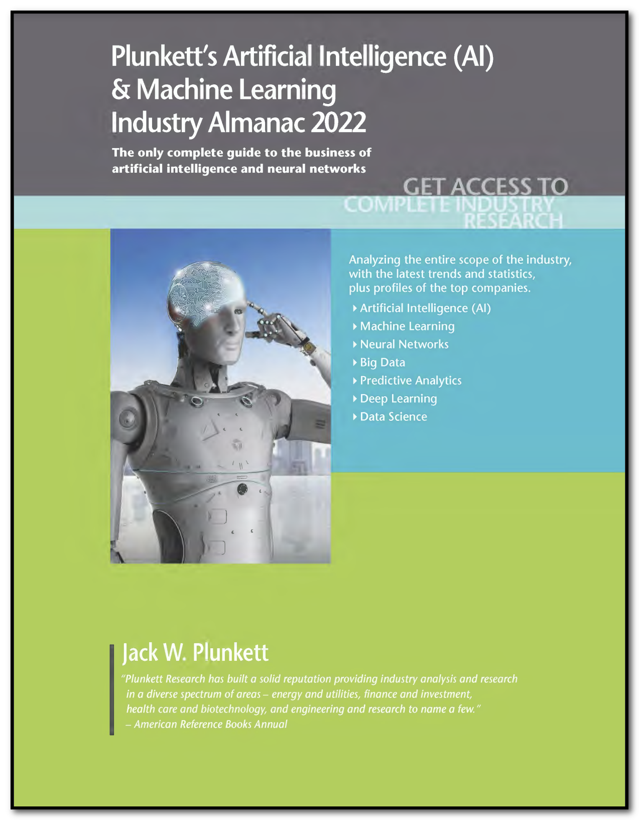 Screen capture of the cover of ebook: "Artificial Intelligence (AI) & Machine Learning Industry Almanac 2022"