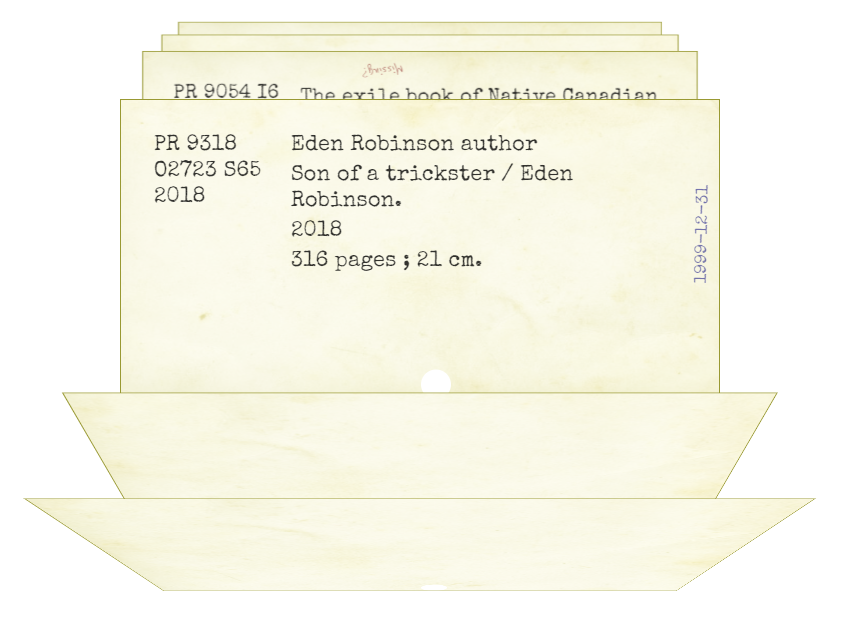 Card catalogue image of the book title Son of a Trickster by Eden Robinson
