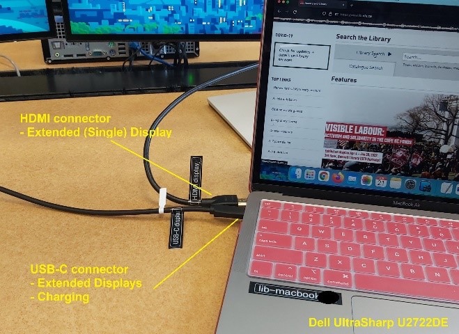 A laptop showing both an HDMI connector and a USB-C connector