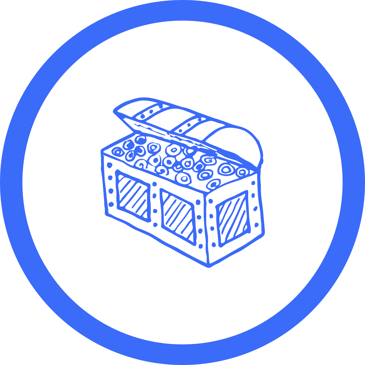 Simple line drawing of an open treasure chest