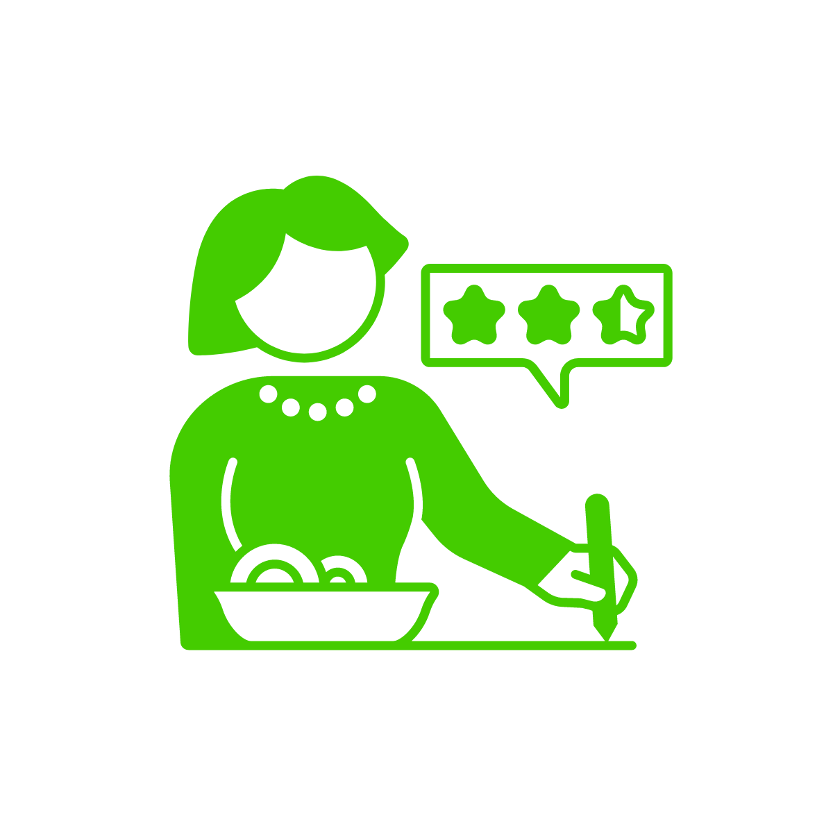 Line drawing of a person ranking items