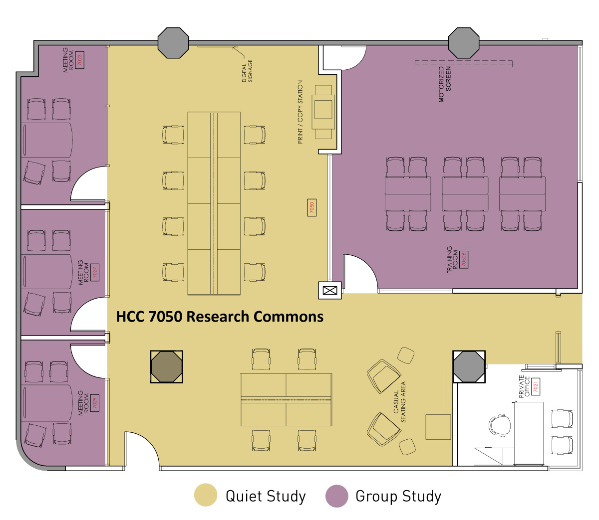 The Vancouver Research Commons, showing quiet and group study spaces.