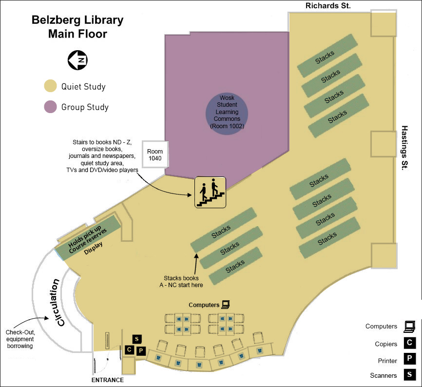 Main floor of Belzberg Library showing quiet area.