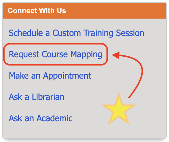Screen capture of a portion of Sage's support portal for instructors showing where to click for the Course Mapping service.