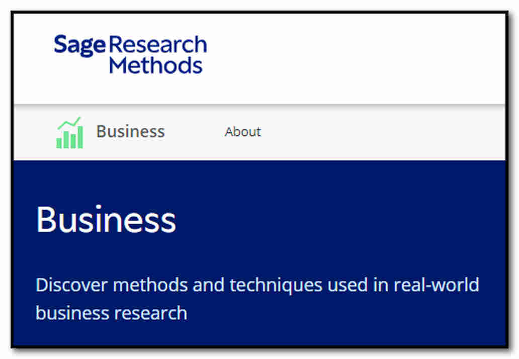 Screen capture of the search screen of Sage Research Methods: Business