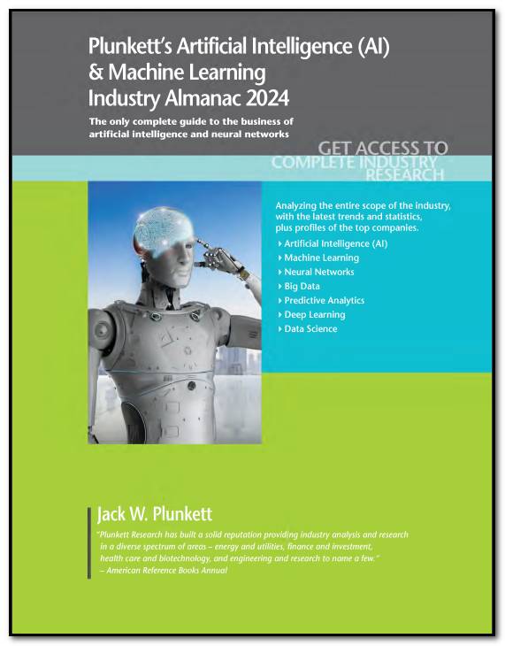 Cover image of the 2024 edition of Plunkett's Artificial Intelligence and Machine Learning Industry Almanac