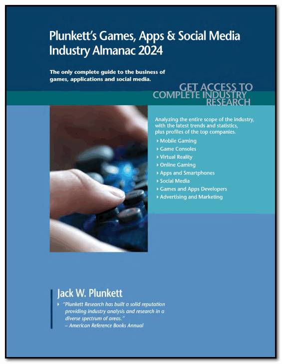 Cover image of the 2024 edition of Plunkett's Games, Apps, and Social Media Industry Almanac