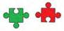 Small image of two puzzle pieces, green and red, representing activities combined with opinions