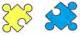 Small image of two puzzle pieces, yellow and blue representing purchases combined with demographics