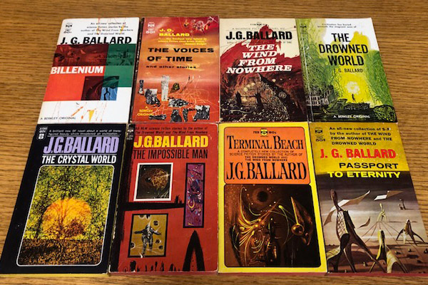 8 editions of Ballards work, including Billenium, The Voice of Time, The Wind from Nowhere, The Drowned World, The Crystal World, The Impossible Man, Terminal Beach, and Passport to Eternity