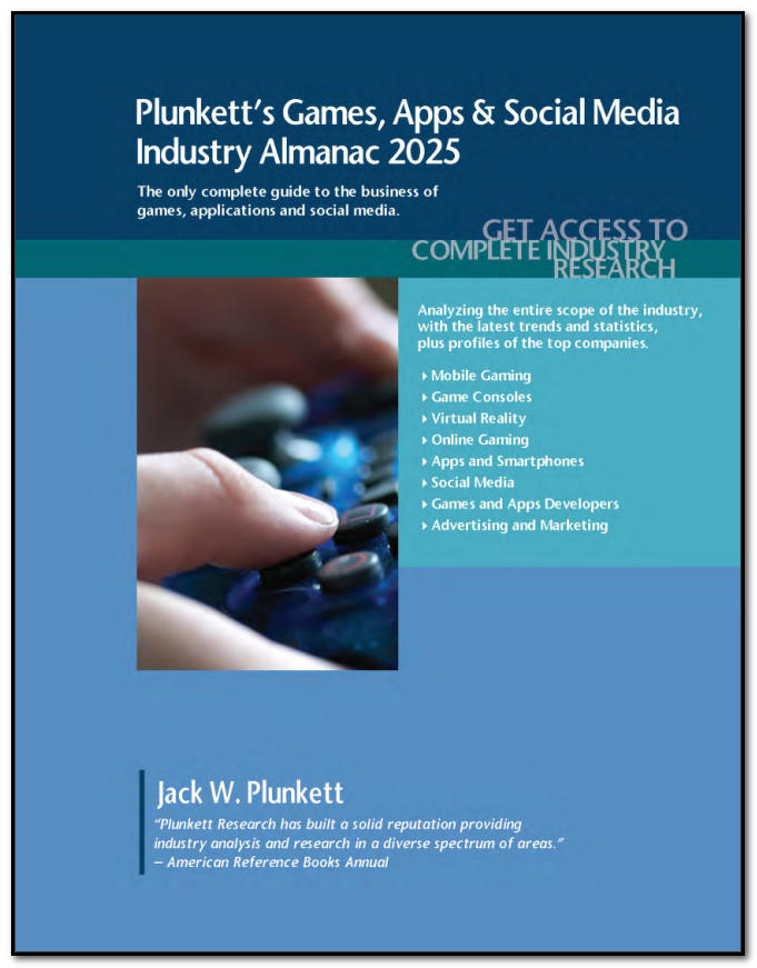 Cover image of the 2025 edition of Plunkett's Games, Apps, and Social Media Industry Almanac