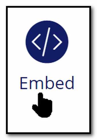 Screen capture of the "Embed" icon from within Sage Business Skills