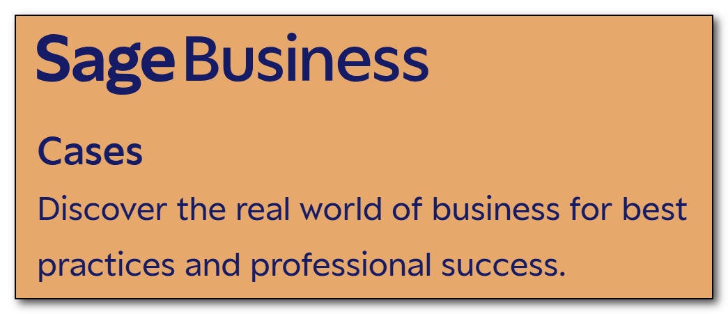 Logo for Sage Business Cases. Subtitled: "Discover the real world of business for best practices and professional success.