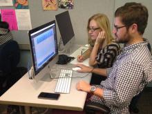 Participants working with Hindenberg, an audio editing software