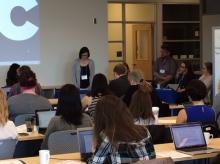 Claire Battershill presents at the Symposium's first panel