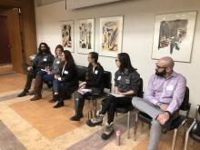 Panelists at the inaugural "How I Raised My GPA" event. From left, Rayhaan Khan, Anastasia Kosteckyj, Shay Hayashi, Olan Sun, Jennifer Chou, and Ehsan Tehran.